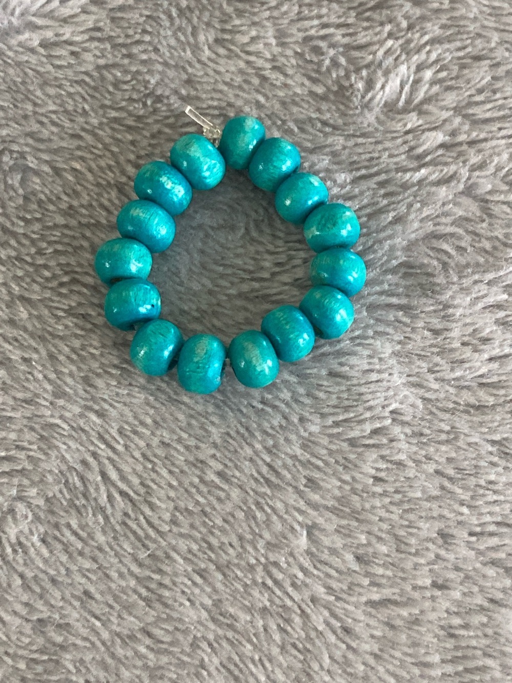 Blue wooden bead ring